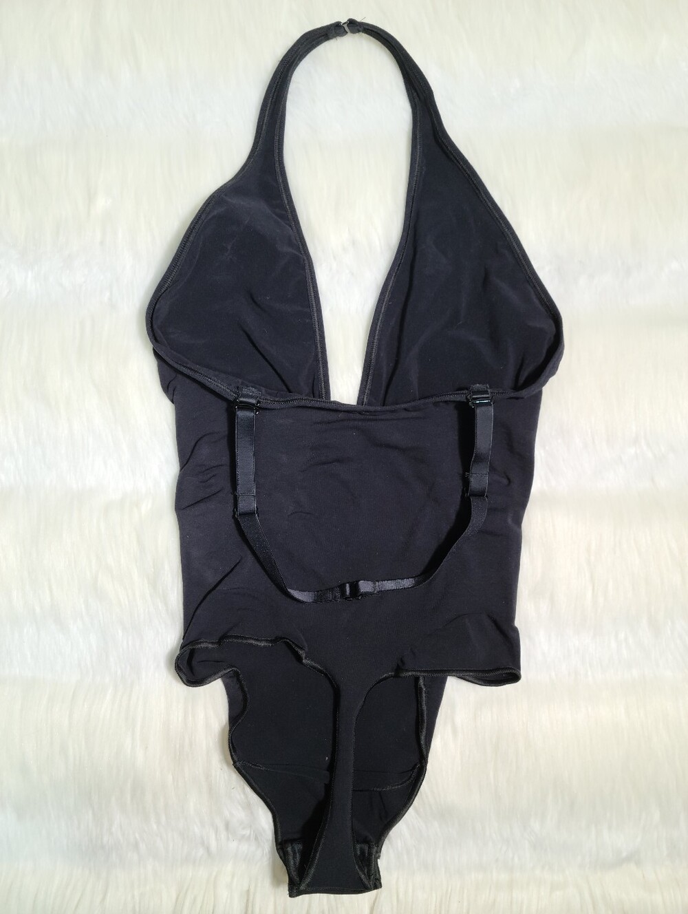 SKIMS Seamless Sculpt Deep Plunge Thong Bodysuit Black Onyx Large NEW - Picture 2 of 4